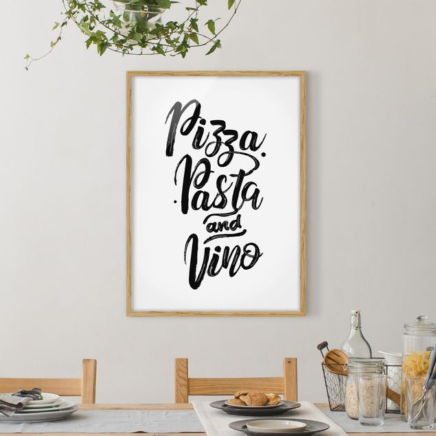 Sprüche Bilder mit Rahmen Pizza Pasta und Vino