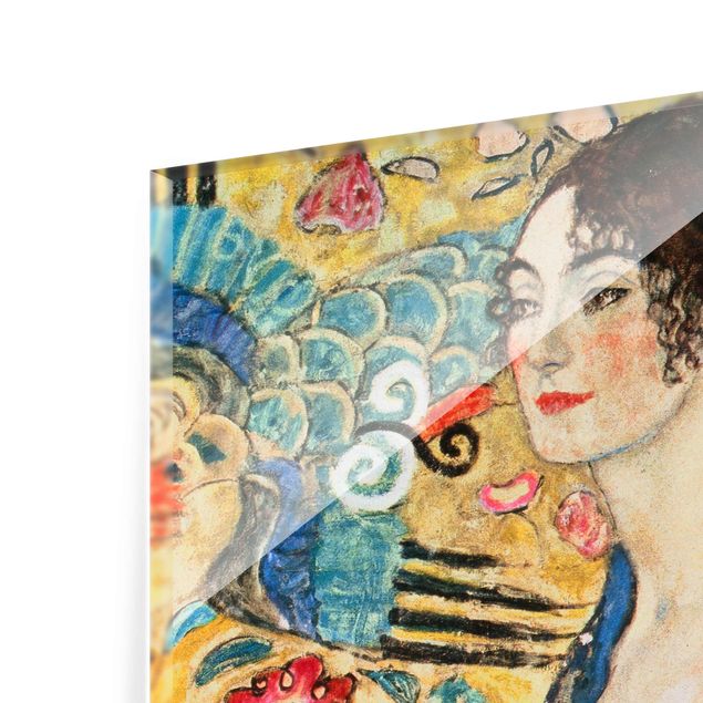 Glasbild - Gustav Klimt - Dame mit Fächer - Hochformat 3:2