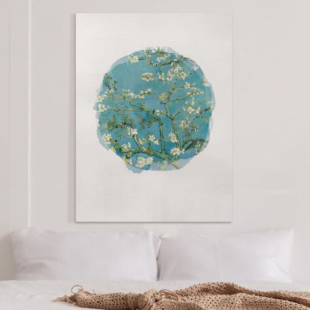 Leinwandbild - Wasserfarben - Vincent van Gogh - Mandelblüte - Hochformat 4:3