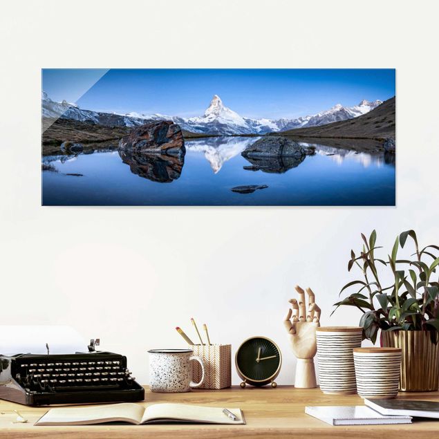 XXL Glasbilder Stellisee vor dem Matterhorn