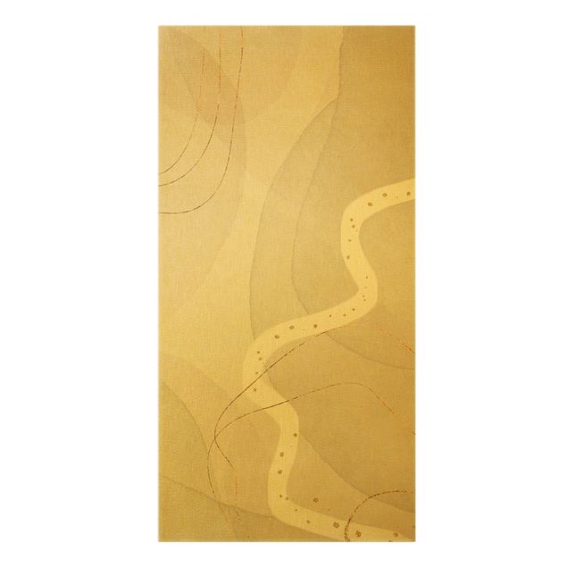 Leinwandbild Gold - Verspielte Impressionen mit weißer Linie - Hochformat 2:1