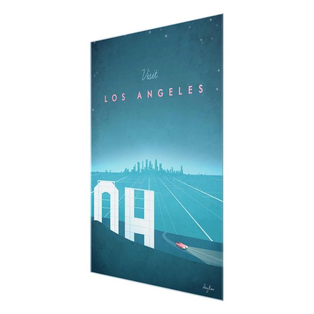 Glasbild - Reiseposter - Los Angeles - Hochformat 4:3