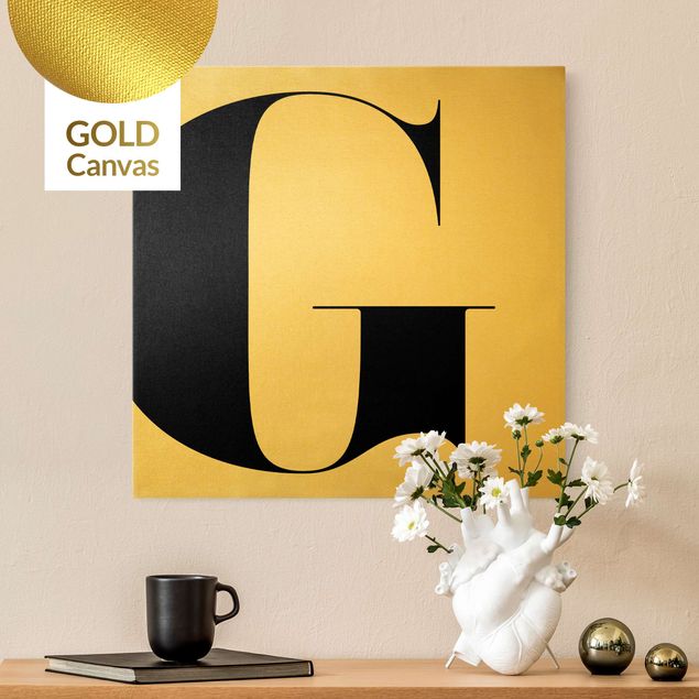 Leinwandbild Gold - Antiqua Letter G - Quadrat 1:1