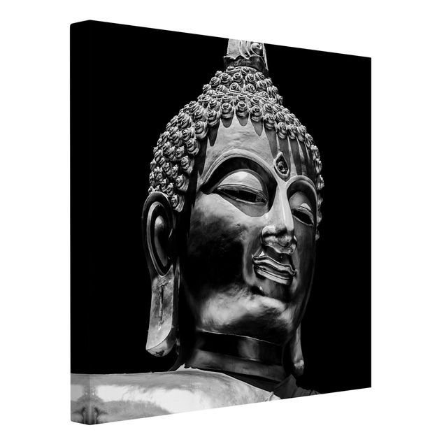 Leinwandbild - Buddha Statue Gesicht - Quadrat 1:1