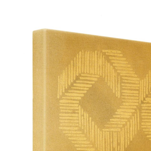 Leinwandbild Gold - Sandfarbene moderne Geometrie II - Quadrat 1:1