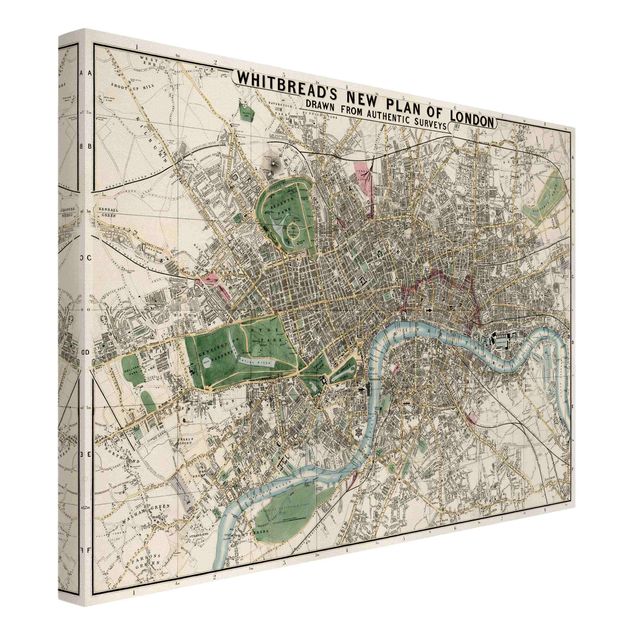 Leinwandbild - Vintage Stadtplan London - Querformat 3:4
