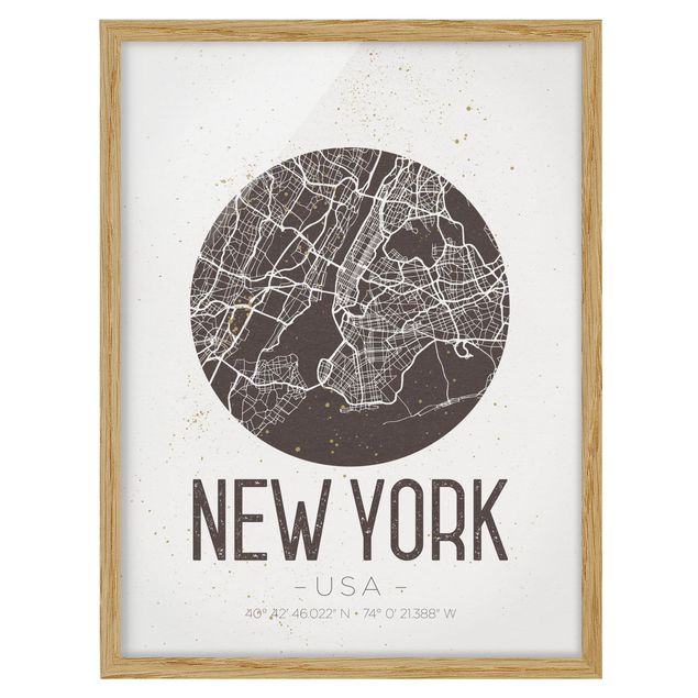 Bilder Stadtplan New York - Retro