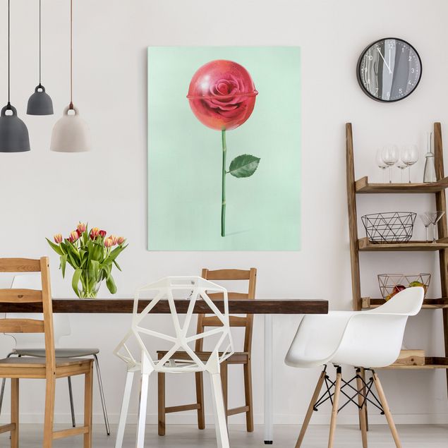 moderne Leinwandbilder Rose mit Lollipop