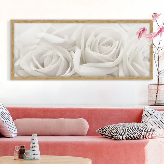 Blumen Bilder mit Rahmen Weiße Rosen