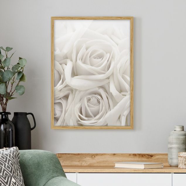Bilder gerahmt Blumen Weiße Rosen
