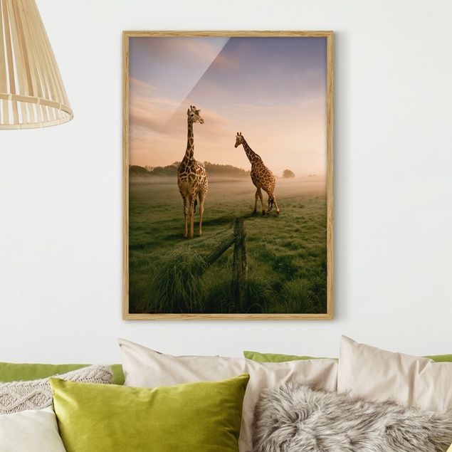 Moderne Bilder mit Rahmen Surreal Giraffes