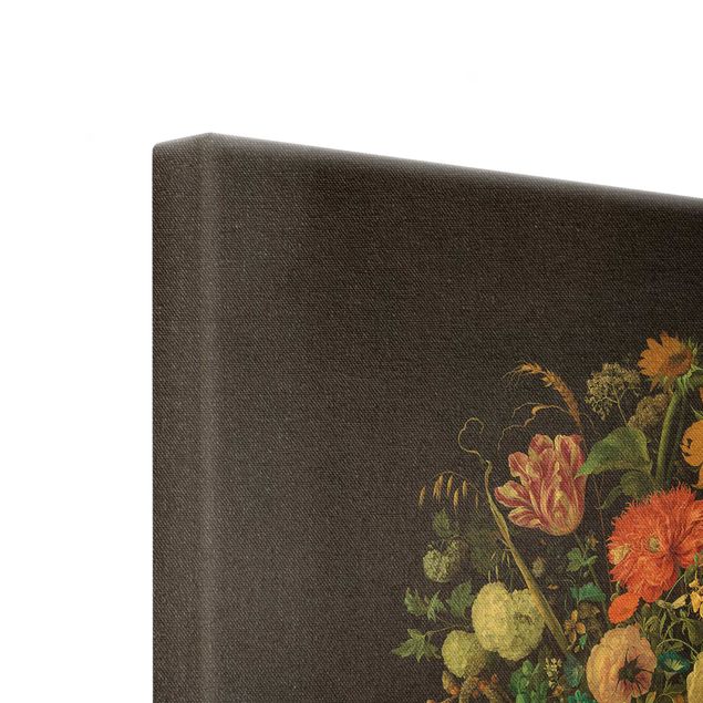 Leinwandbild Gold - Jan Davidsz de Heem - Glasvase mit Blumen - Quadrat