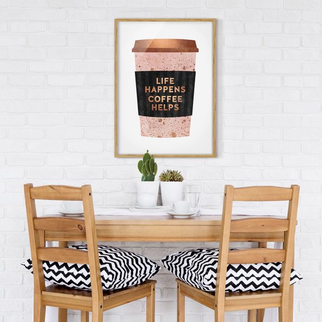 Elisabeth Fredriksson Poster Life Happens Coffee Helps Gold
