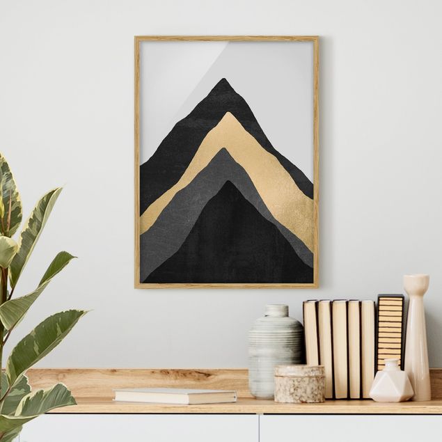 Natur Bilder mit Rahmen Goldener Berg Schwarz Weiß