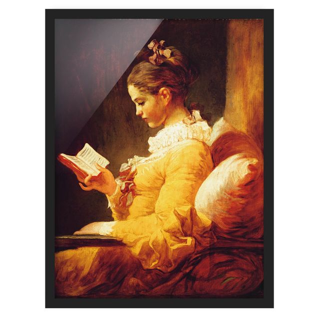 Bild mit Rahmen - Jean Honoré Fragonard - Lesendes Mädchen - Hochformat 3:4