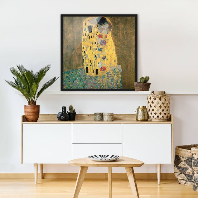 Bild mit Rahmen - Gustav Klimt - Der Kuß - Quadrat 1:1