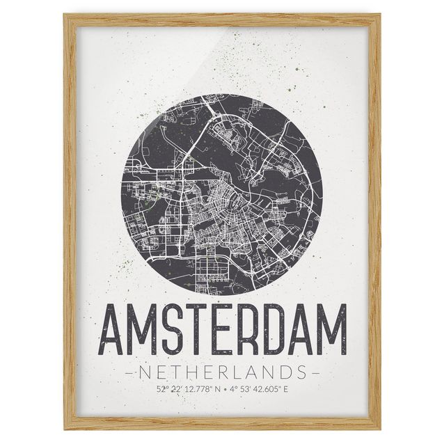 Bilder Stadtplan Amsterdam - Retro