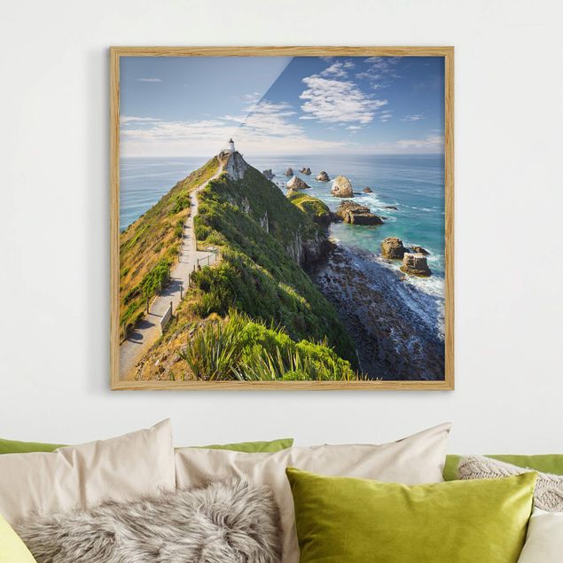 Natur Bilder mit Rahmen Nugget Point Leuchtturm und Meer Neuseeland