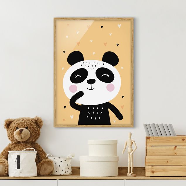 Moderne Bilder mit Rahmen Der glückliche Panda