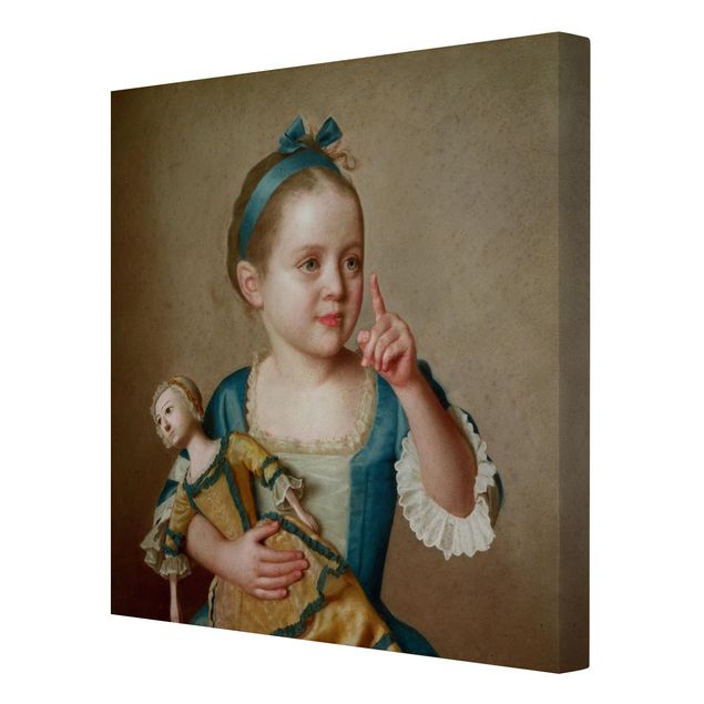 Leinwandbild - Jean Etienne Liotard - Mädchen mit Puppe - Quadrat 1:1