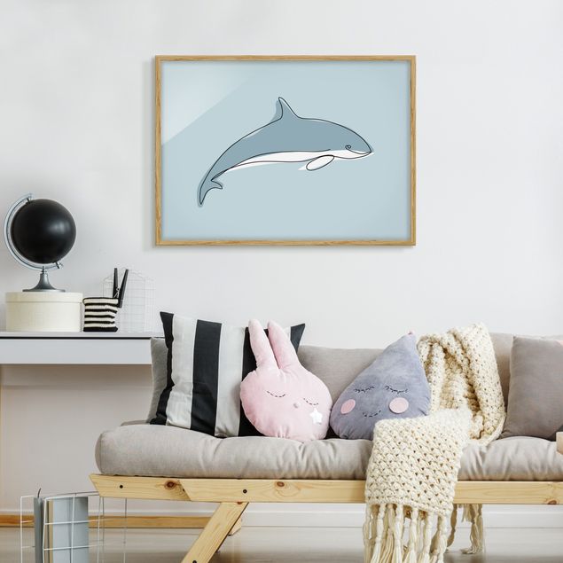 Tiere Bilder mit Rahmen Delfin Line Art