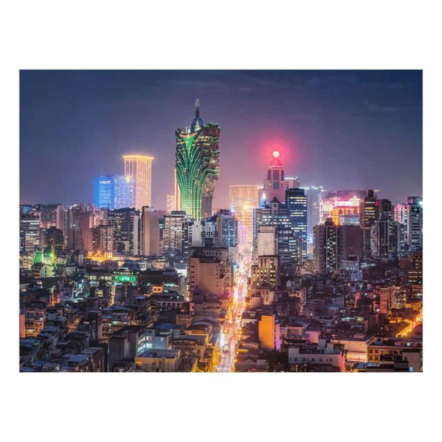Glasbild - Nachtlichter von Macau - Querformat 4:3