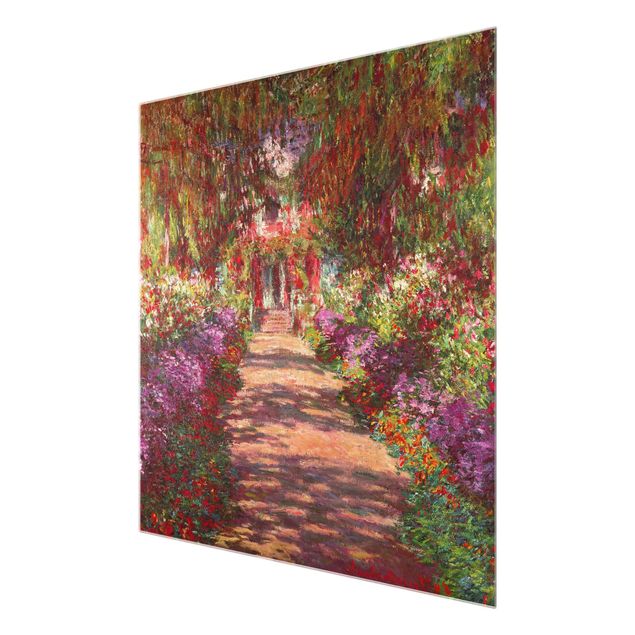 Glasbild - Claude Monet - Weg in Monets Garten in Giverny - Quadrat 1:1