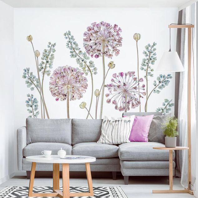 Landhaus Tapete Allium Illustration