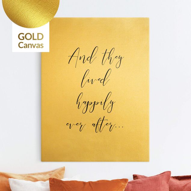 Leinwandbild Gold - And they lived happily ever after - Hochformat 3:4