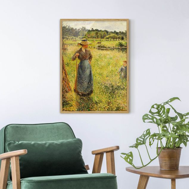 Gerahmte Kunstdrucke Camille Pissarro - Die Heumacherin