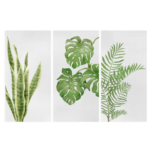 Leinwandbild 3-teilig - Aquarell Pflanzen - Hoch 1:2