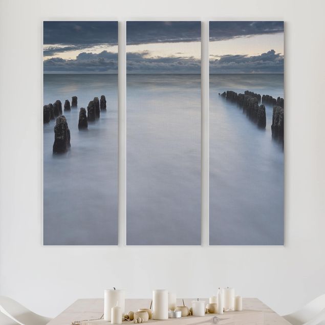Leinwandbilder Strand Holzbuhnen in der Nordsee auf Sylt