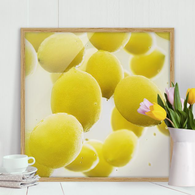 Moderne Bilder mit Rahmen Zitronen im Wasser
