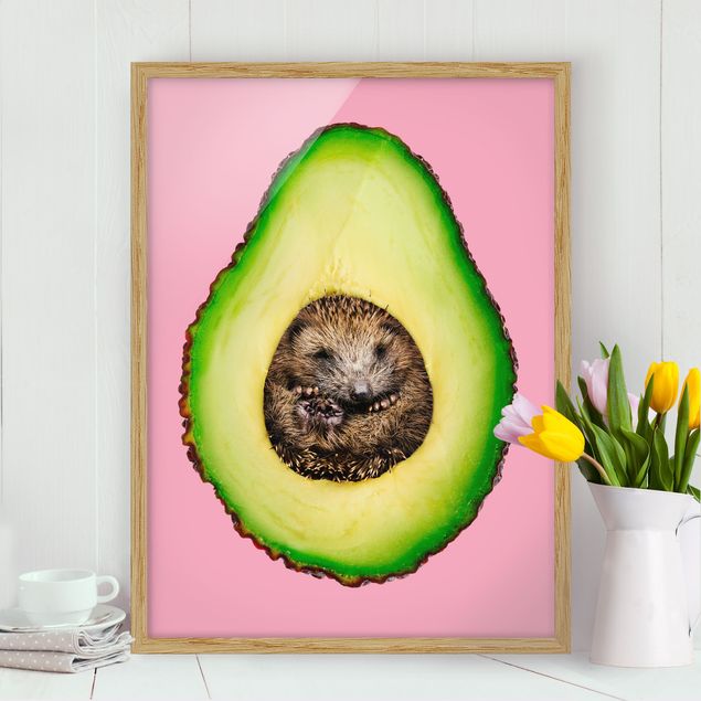 Moderne Bilder mit Rahmen Avocado mit Igel