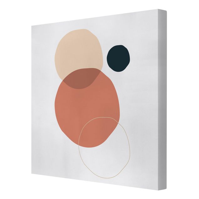 Leinwandbild - Line Art Kreise Pastell - Quadrat 1:1