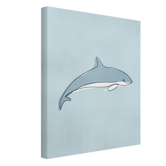 Leinwandbild - Delfin Line Art - Hochformat 4:3