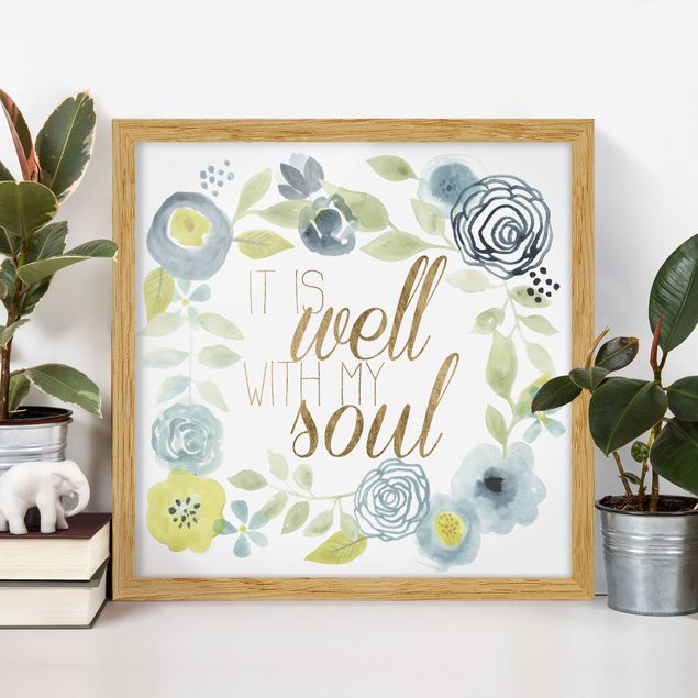 Moderne Bilder mit Rahmen Blumenkranz mit Spruch - Soul