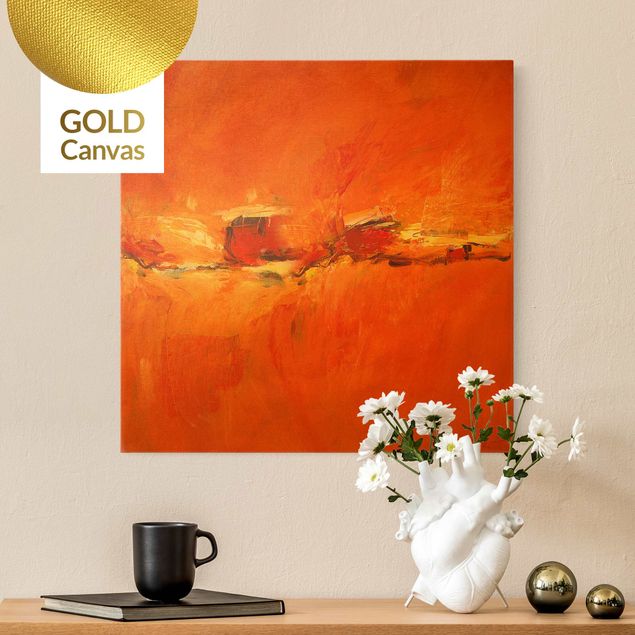 Leinwandbild Gold - Komposition in Orange - Quadrat 1:1