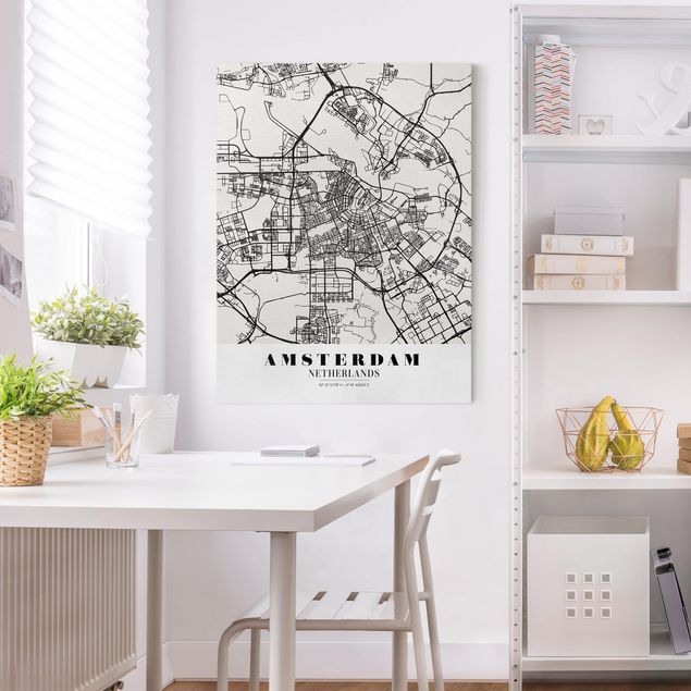 Weltkarte Leinwandbild Stadtplan Amsterdam - Klassik
