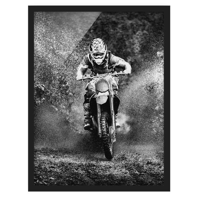 Bild mit Rahmen - Motocross im Schlamm - Hochformat 3:4