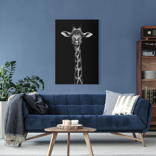 Leinwandbilder kaufen Dunkles Giraffen Portrait
