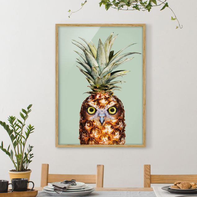 Moderne Bilder mit Rahmen Ananas mit Eule