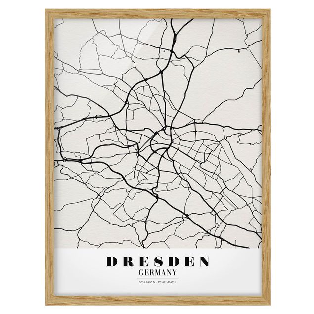 Wandbilder Stadtplan Dresden - Klassik