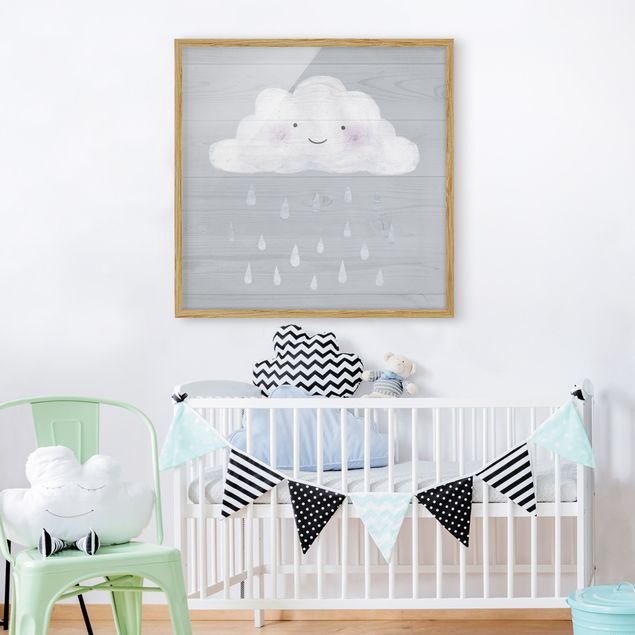 Wandbilder mit Rahmen Wolke mit silbernen Regentropfen