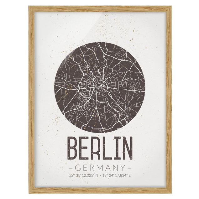Wandbilder Stadtplan Berlin - Retro