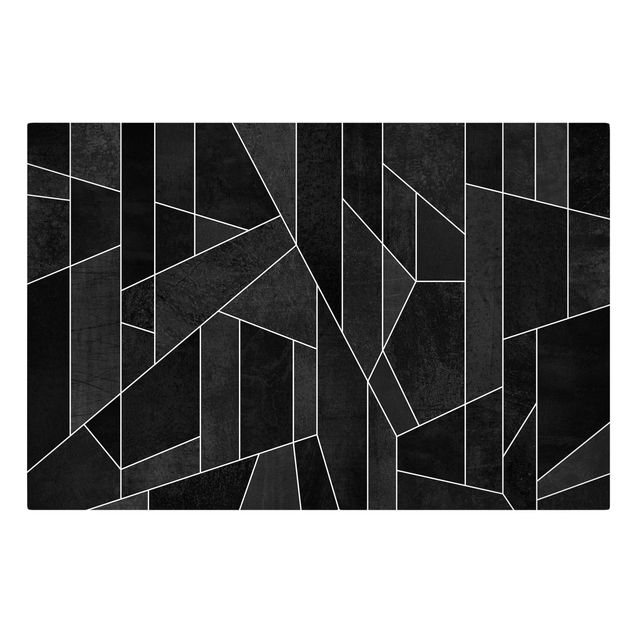 Leinwandbild - Schwarz Weiß Geometrie Aquarell - Querformat 2:3