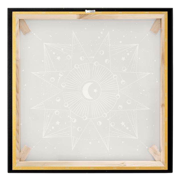 Leinwandbild Gold - Astrologie Mond Magie Schwarz - Quadrat 1:1