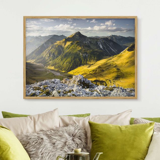 Natur Bilder mit Rahmen Berge und Tal der Lechtaler Alpen in Tirol
