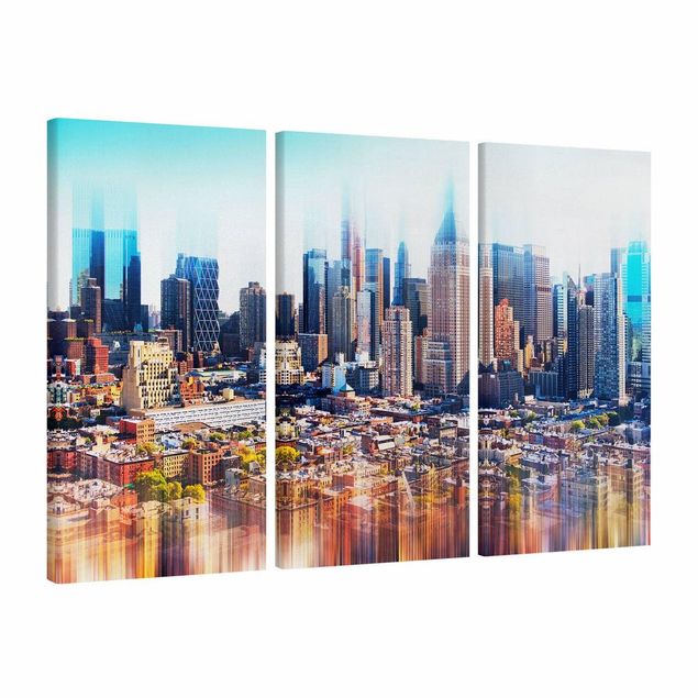 Leinwandbild 3-teilig - Manhattan Skyline Urban Stretch - Hoch 1:2