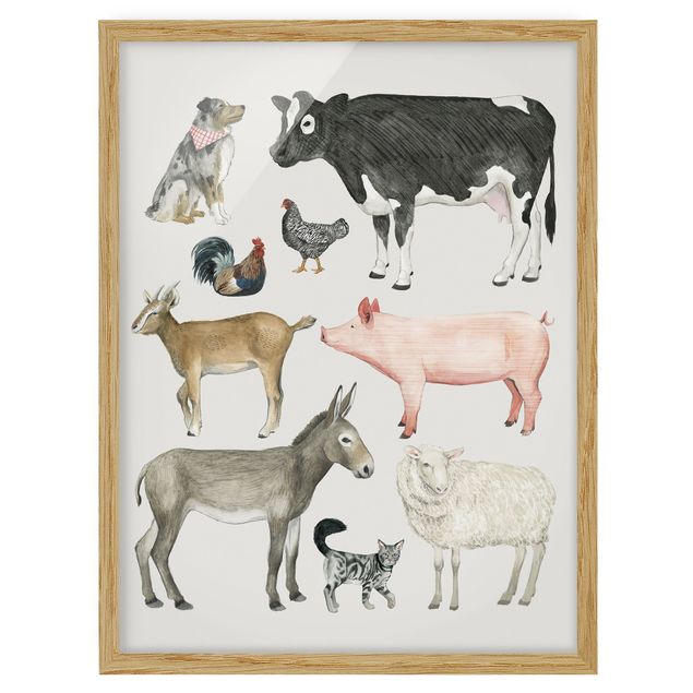 Wandbilder mit Rahmen Bauernhof Tierfamilie I